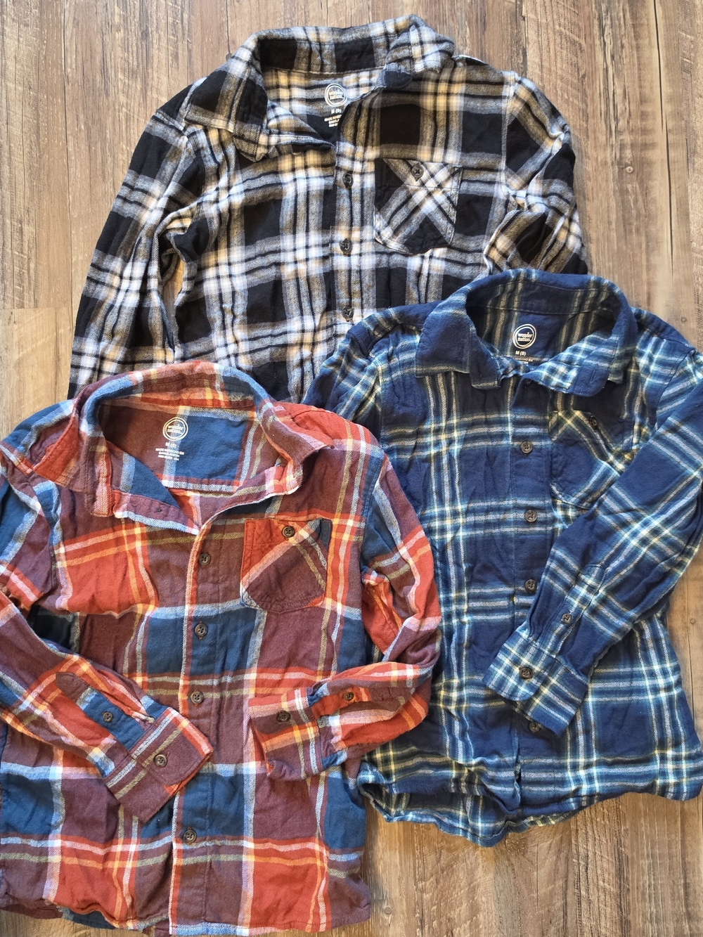 Lot of 3 Wonder Nation Boys Size 8 Long Sleeve Flannel Shirts Plaid Button Down